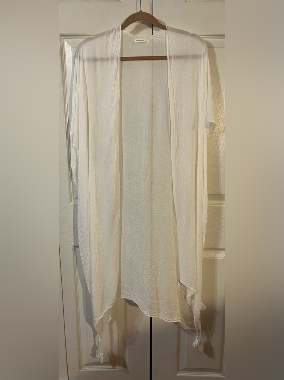 Moss Rose Open Front Lightweight Sheer Cardigan Cover Up White OS